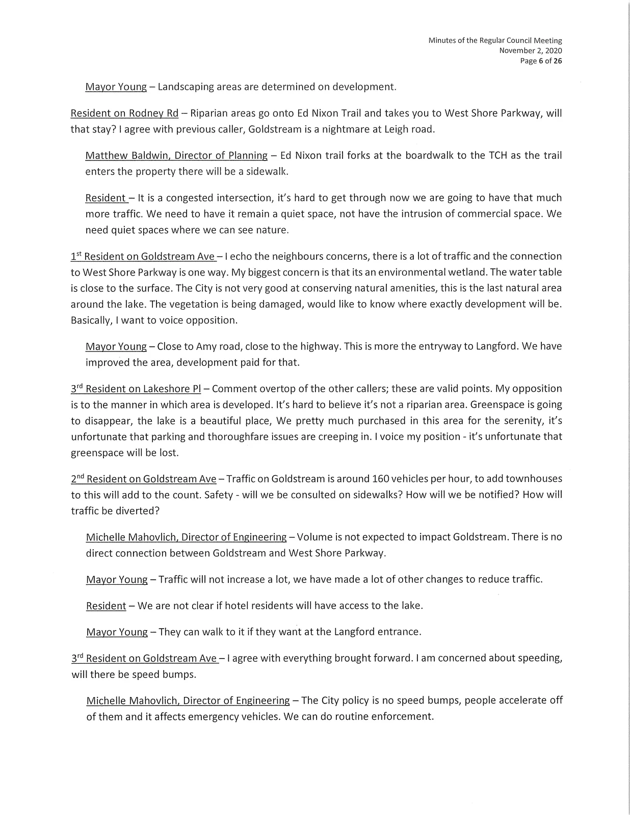 Transportation committee notes