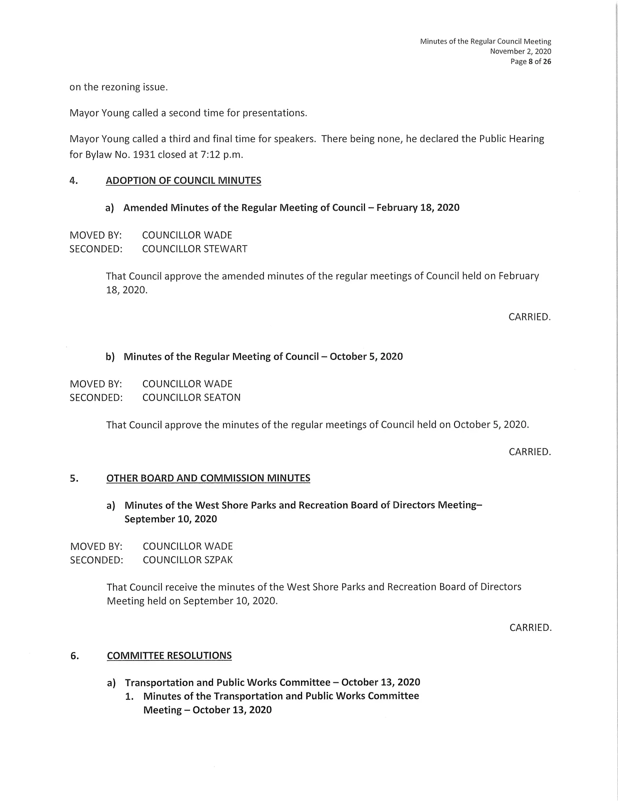 Public participation speakers list