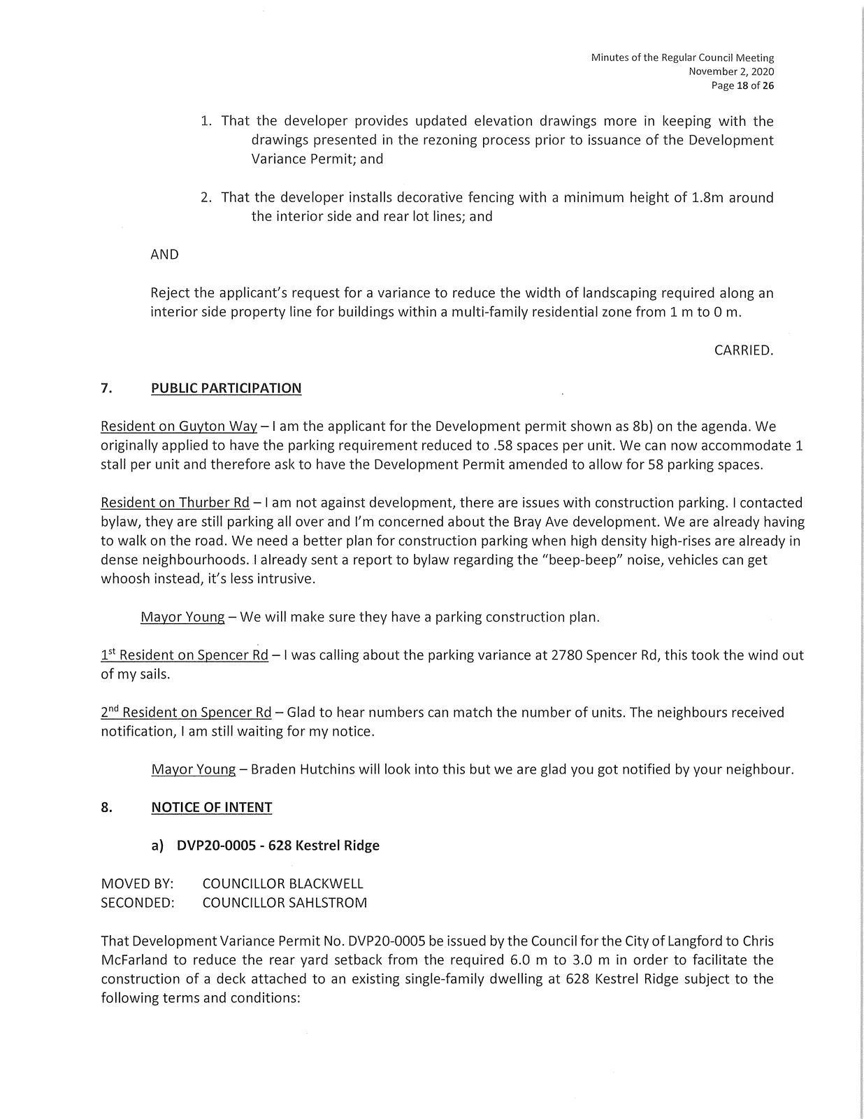 Bylaw readings summary