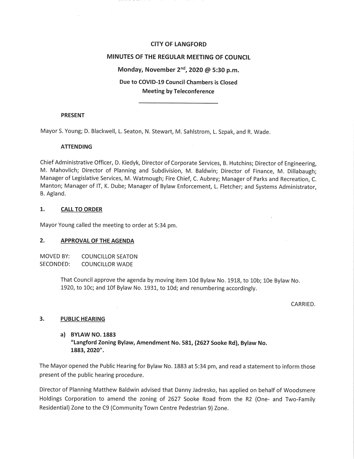 Meeting notice and attendance