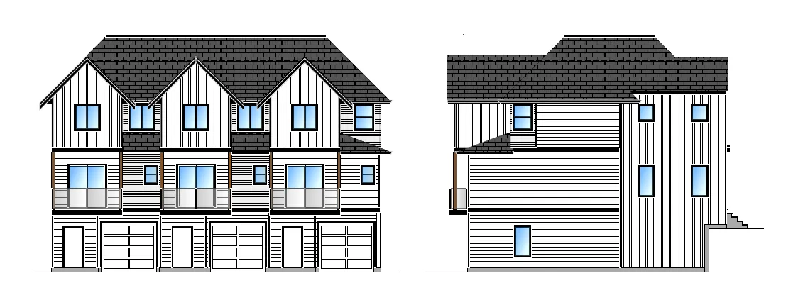 Example elevation rendering of proposed townhomes (rendering B)