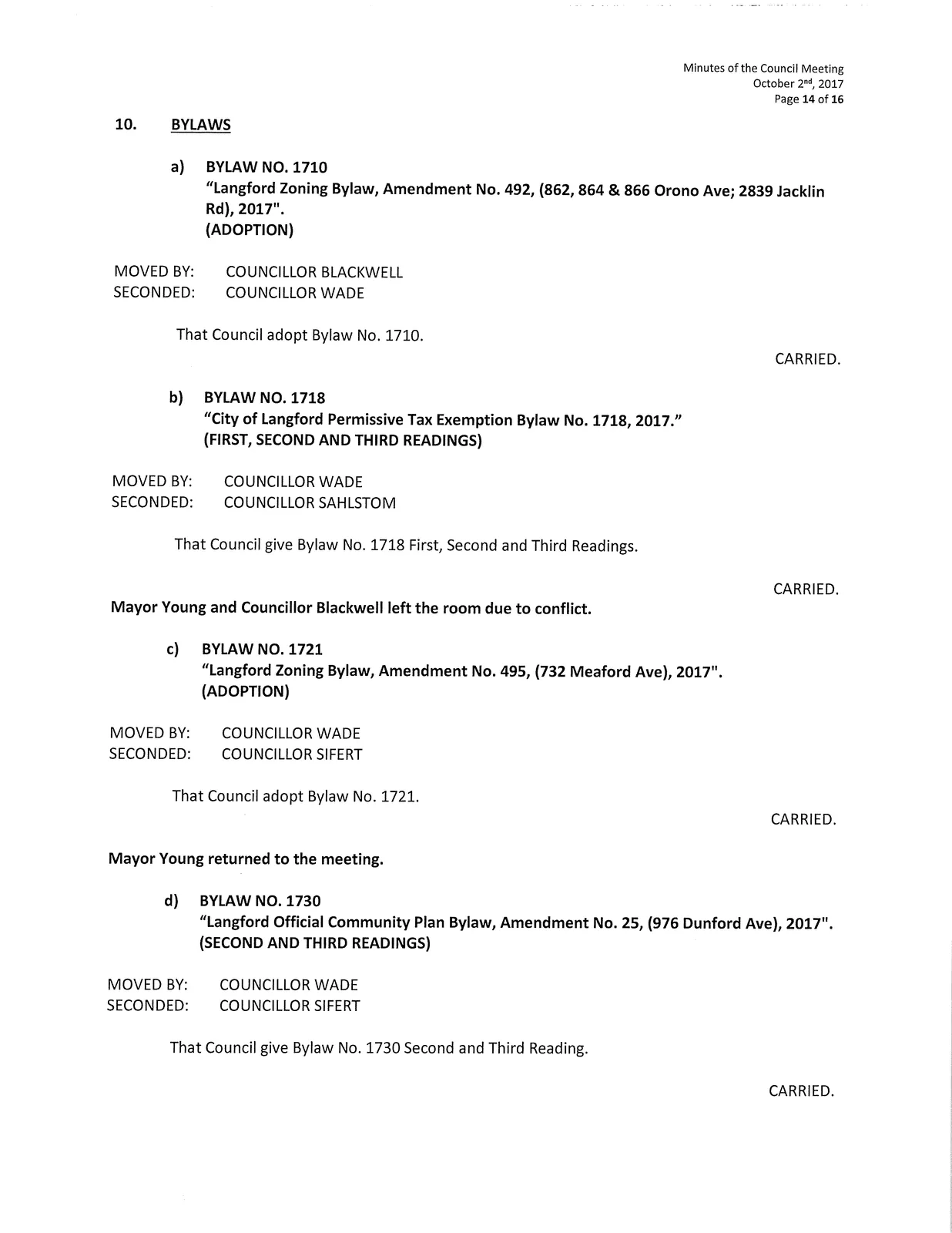Bylaw 1738 OCP omnibus amendment