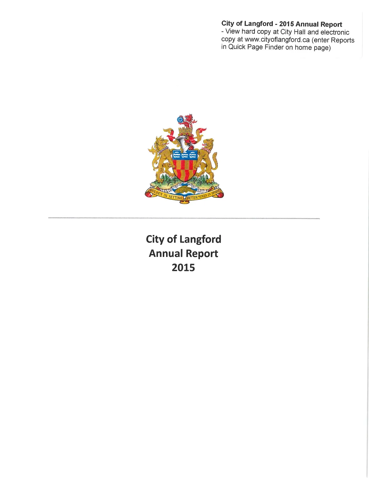 City of Langford Annual Report cover
