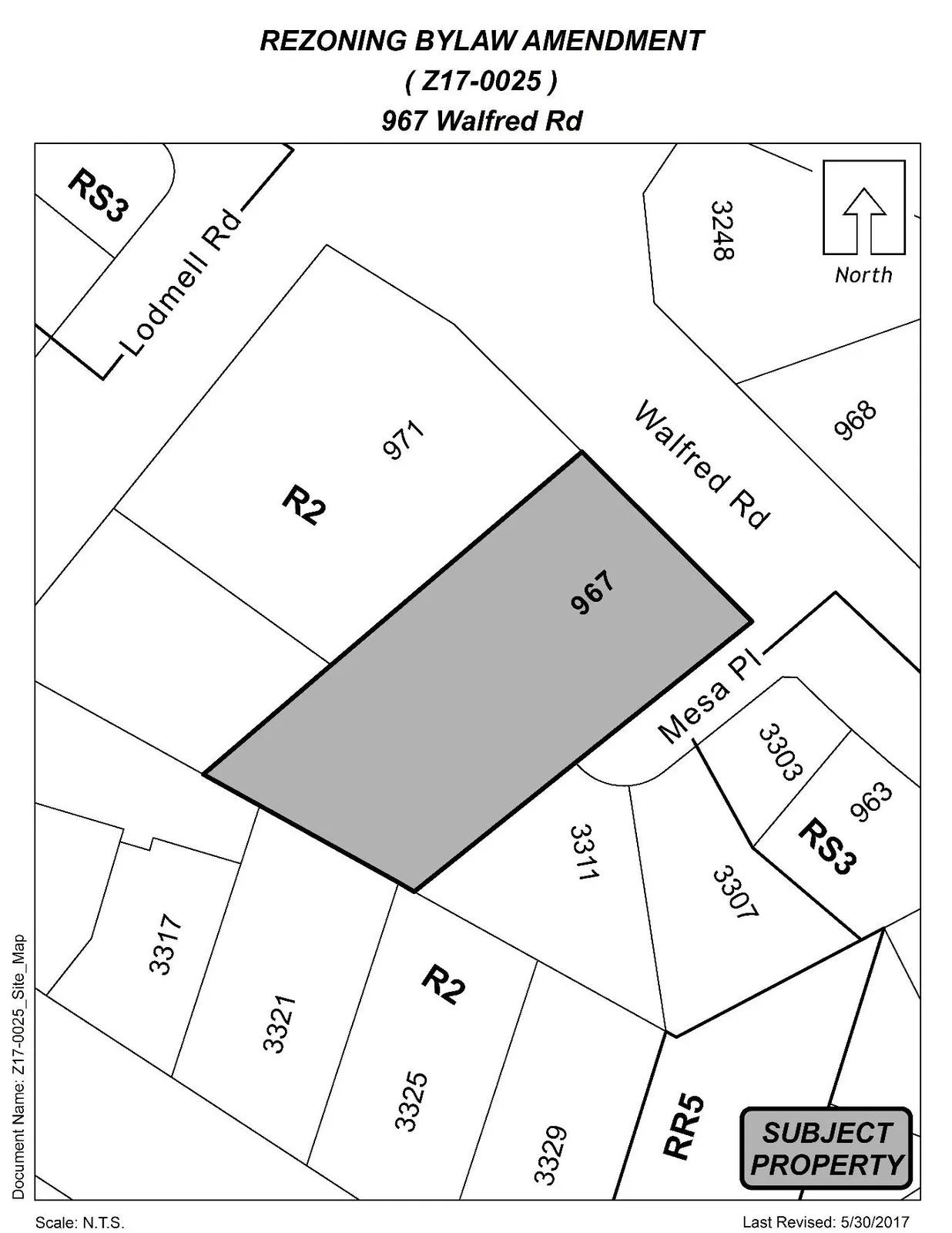Site map for 967 Walfred Road