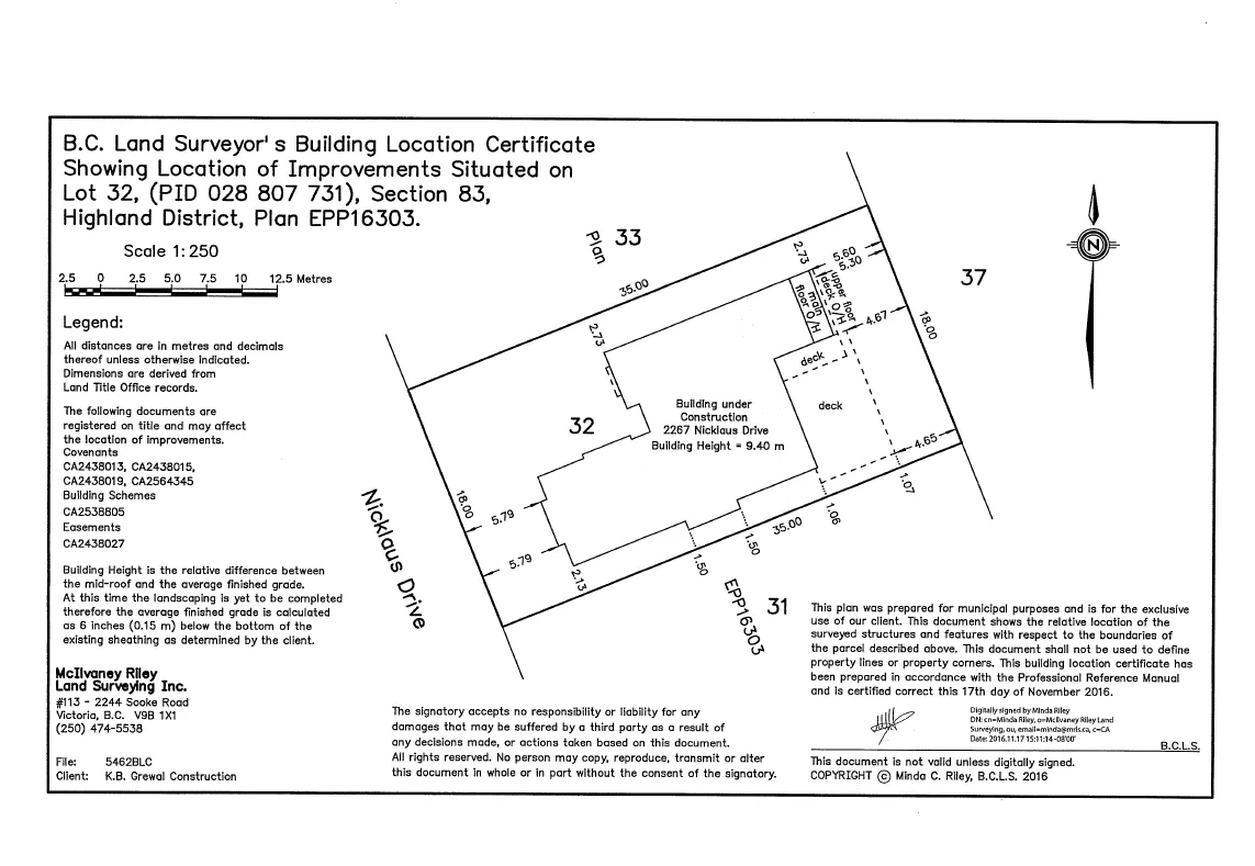 Survey of house showing non-compliant projection to rear property line