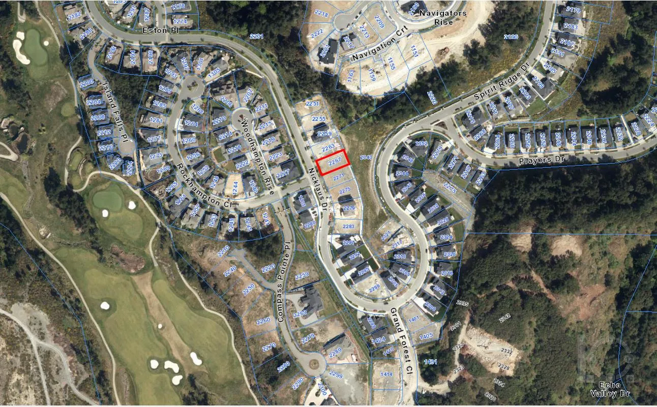 Ortho map showing 2276 Nicklaus Drive and surrounding parcels