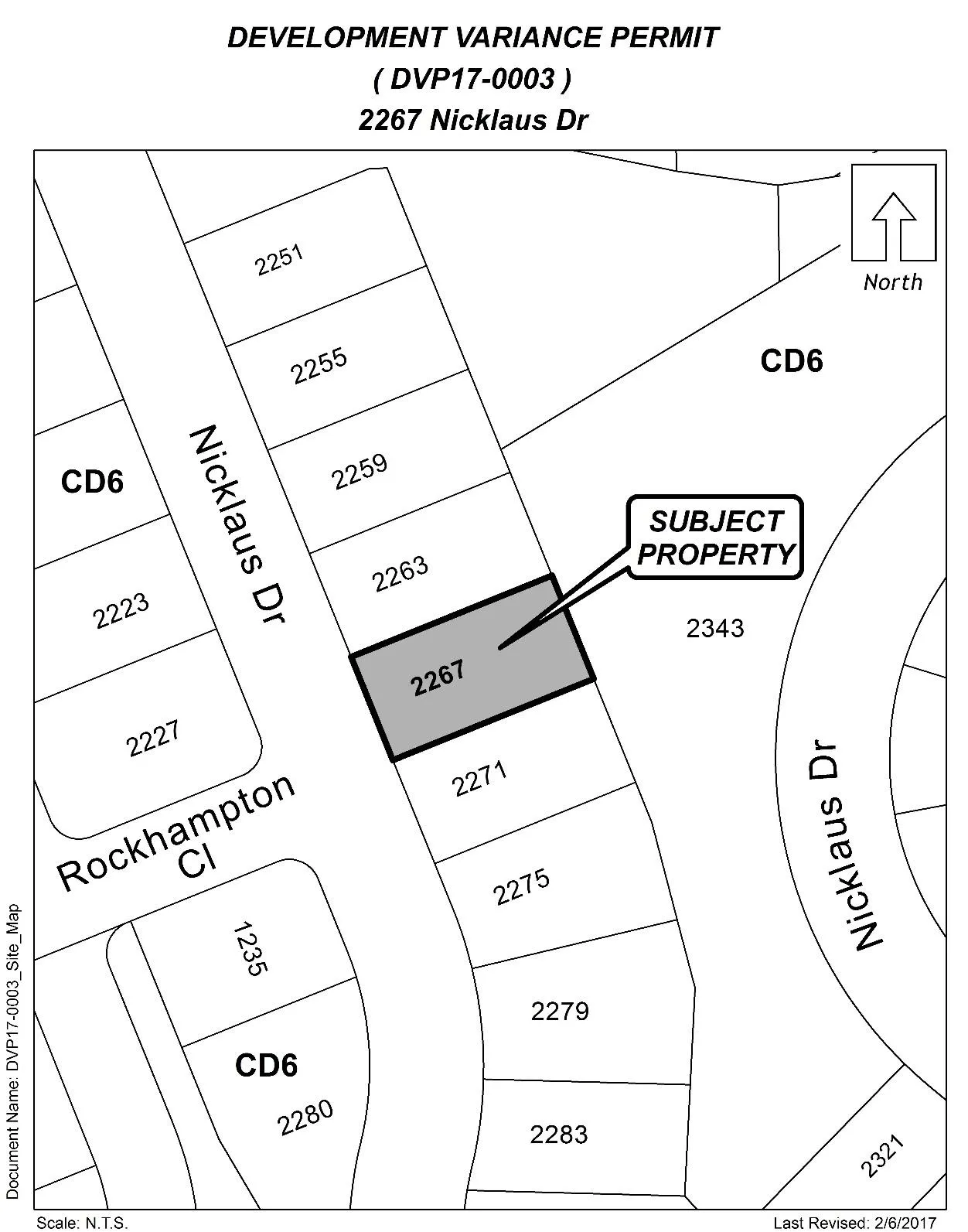 Site map for 2267 Nicklaus Drive