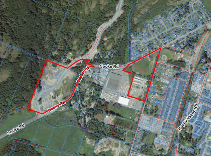 Figure 3 showing the properties that are zoned BP2A (Business Park – Sooke Road West)
