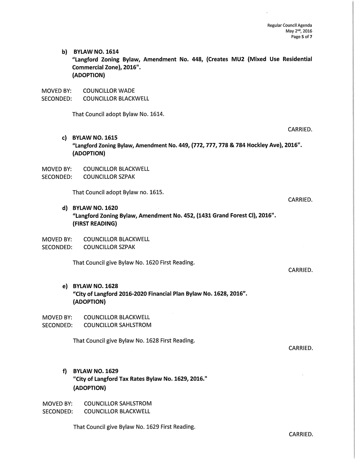 Page 5 — Bylaws (1608, 1614, 1615, 1620, 1628, 1629)